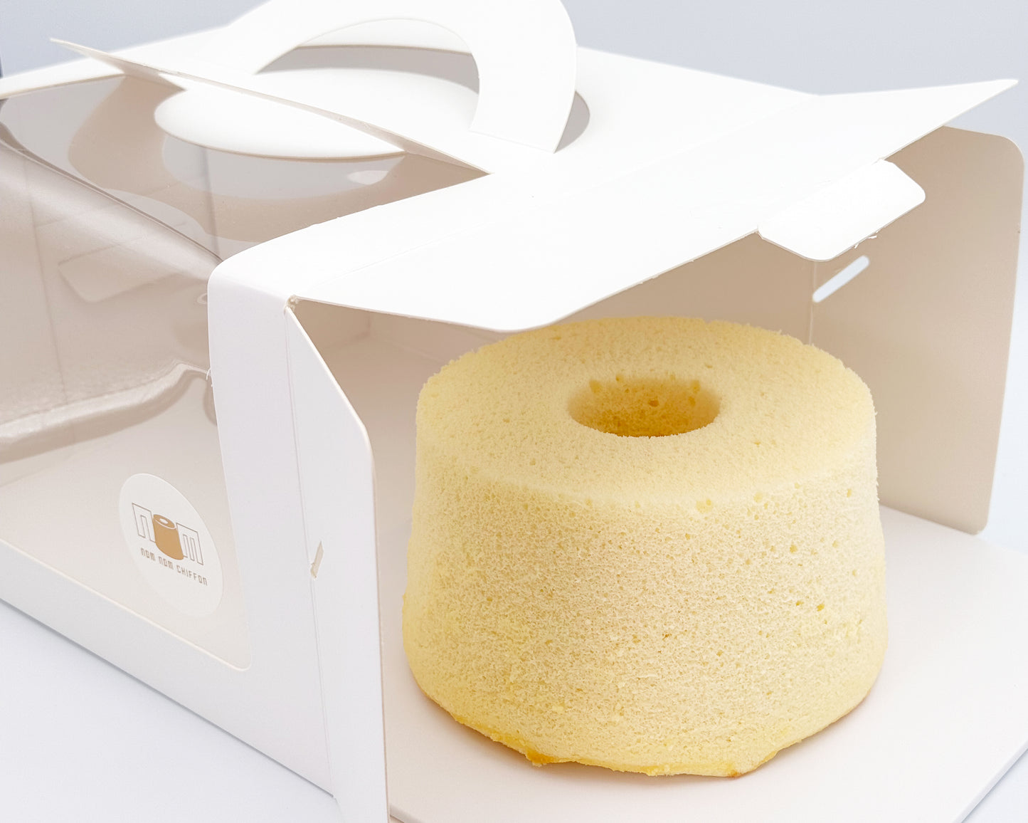 Naked vanilla chiffon cake, packaged